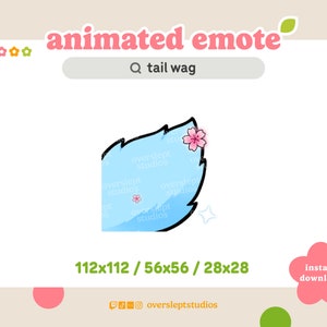 ANIMATED Blue Tail Wag Emote for Twitch and Discord, Tail Emote, Animated Twitch Emote, Fox Emotes, Fox Twitch Emotes, Wolf Emotes