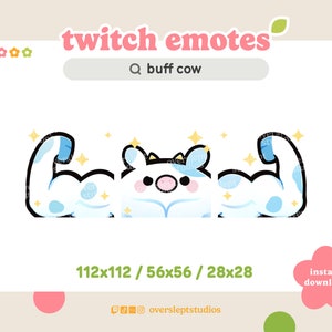 Buff Cow Emote Pack for Twitch and Discord, Cow Twitch Emotes, Strong Emote, Buff Emotes, Cow Twitch Emotes, Stream