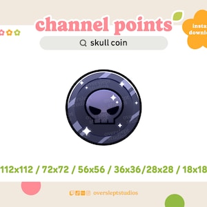 Skull Coin Channel Point Icon/Emote for Twitch and Discord, Twitch Emote, Skull Twitch Emotes, Twitch Channel Points, Skull Badges