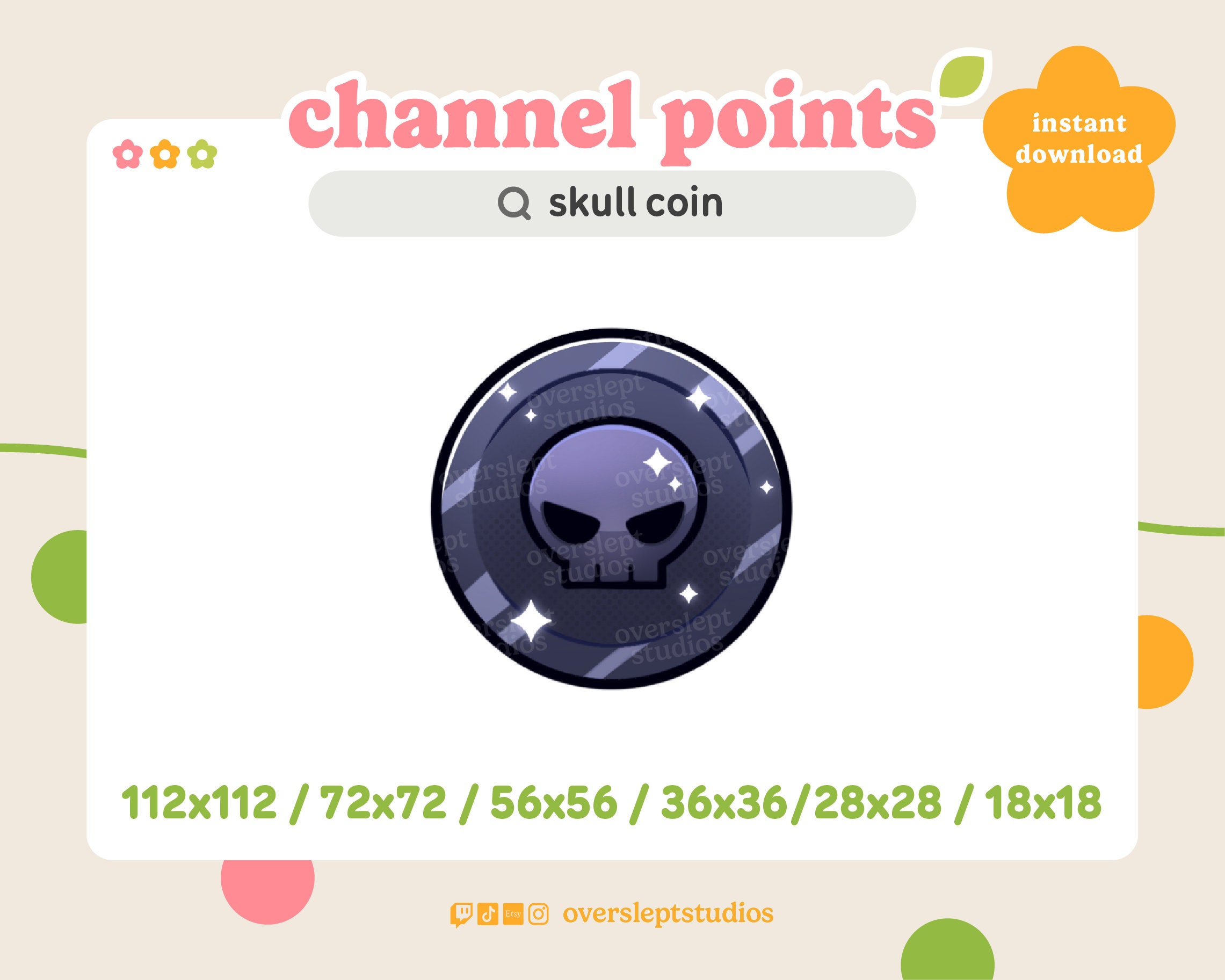 Skull Coin Channel Point Icon/emote for Twitch and Discord, Twitch ...
