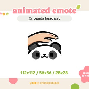 ANIMADO Panda Head Pat Emote para Twitch y Discord, Head Pat Emote, Twitch Emote animado, Panda Emotes, Bear Twitch Emotes, Streamer