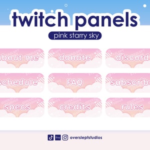 35 Pink Starry Sky Twitch Panels for Streamers | Stream Panels