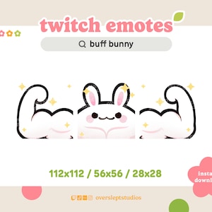 Buff Bunny Emote Pack für Twitch und Discord, Häschen Twitch Emotes, Starkes Emote, Häschen Emotes, Kaninchen Twitch Emotes