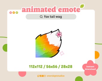 Emote ANIMATA Rainbow Fox Tail Wag per Twitch e Discord, Emote Tail, Emote Twitch animata, Emote Fox, Emote Twitch Fox, Emote Lupo