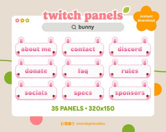 35 Bunny Twitch Panels for Streamers, Stream Panels, Cute Twitch Panels, Pink Twitch Panels, Rabbit, Bunny, Kawaii
