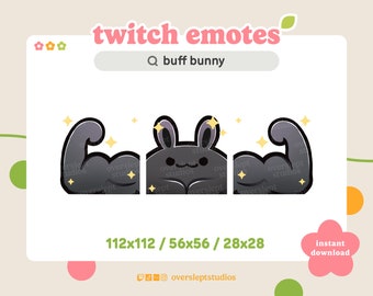 Buff Bunny Emote Pack for Twitch and Discord, Bunny Twitch Emotes, Strong Emote, Bunny Emotes, Rabbit Twitch Emotes