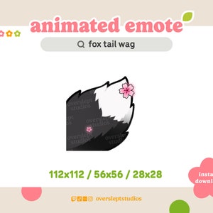 ANIMATED Black Fox Tail Wag Emote for Twitch and Discord, Tail Emote, Animated Twitch Emote, Fox Emotes, Fox Twitch Emotes, Wolf Emotes