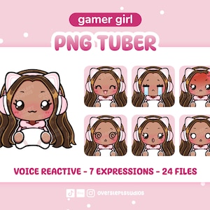 Gamer Girl PNGtuber, PNGtuber for Twitch, Discord, Youtube Streamers, Premade PNGtuber, Veadotube, Ready to Use, Voice Reactive
