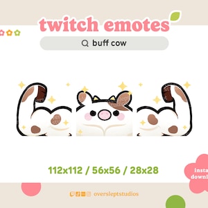 Buff Cow Emote Pack for Twitch and Discord, Cow Twitch Emotes, Strong Emote, Buff Emotes, Cow Twitch Emotes, Stream