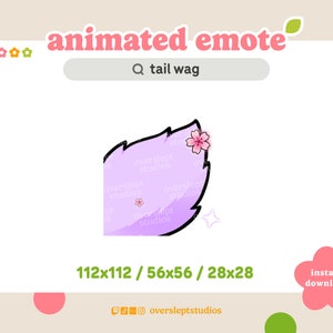 ANIMATED Purple Tail Wag Emote for Twitch and Discord, Tail Emote, Animated Twitch Emote, Fox Emotes, Fox Twitch Emotes, Wolf Emotes