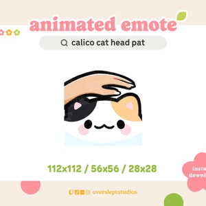 ANIMATED Calico Cat Head Pat Emote for Twitch and Discord, Cat Emote, Head Pat Emote, Animated Twitch Emote, Cat Emotes, Cat Twitch Emotes