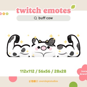 Pakiet emotikonów Buff Cow na Twitch i Discord, emotikony Cow Twitch, silna emotikona, emotikony Buff, emotikony Cow Twitch, transmisja strumieniowa