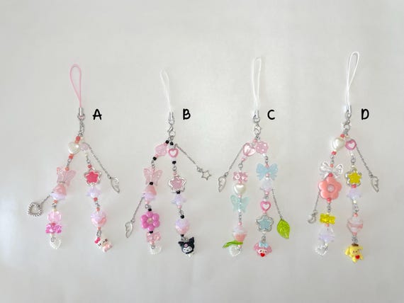 Y2K Phone Charm, Beaded Phone Charm, Hello Kitty Phone Charm, Kuromi, Pochacco, Cinnamoroll, Keroppi, MyMelody, Kawaii Sanrio Phone Charm