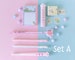 Kitty Cat Pen Set - Kawaii Cute Stationary Cat Pens Cute Pens Stationary Supplies Planner Accessories Stickers Correction Tape Note Pads 