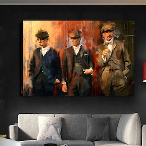 Peaky Blinders Oil Painting Effect Canvas Wall Art -  30mm deep gallery wrapped wooden framed premium printed canvas - ready to hang