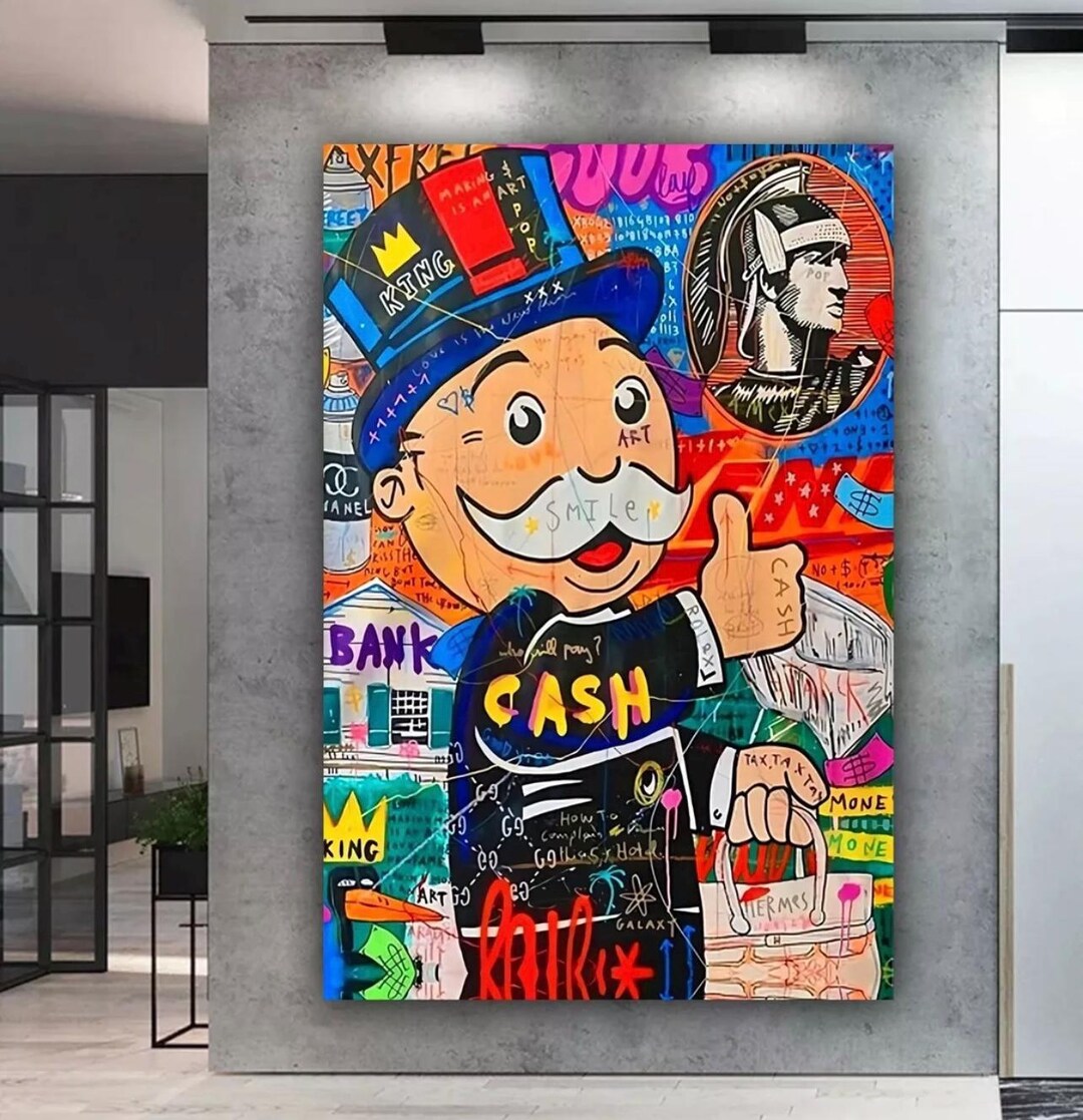 Mr Monopoly Pop Cash Money Art Wall Art - Ready to Hang -stretched ...