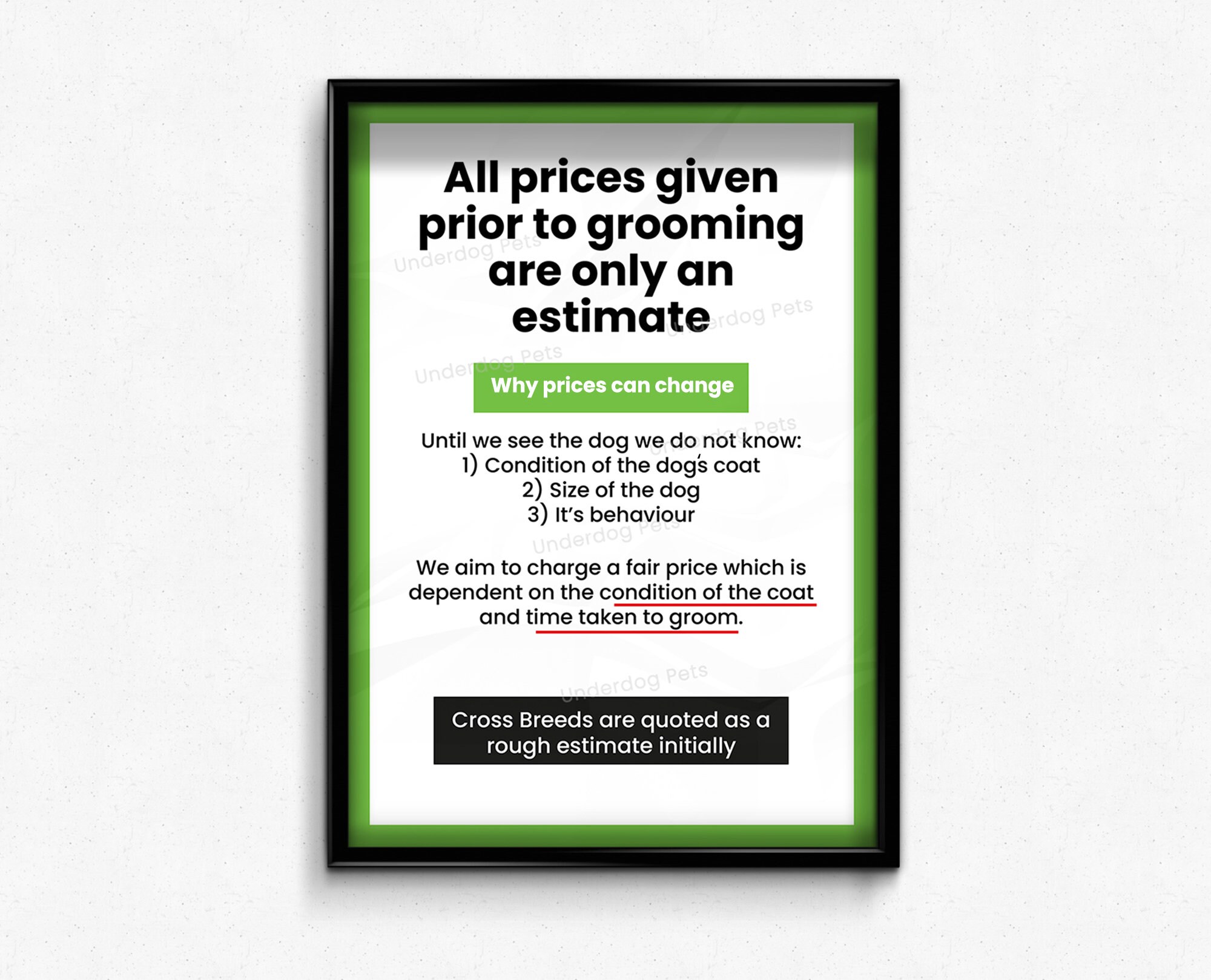 Dog Grooming Price Estimate Digital Download Poster Dog Grooming