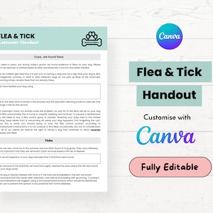 Flea & Tick Customer Handout | Dog Grooming Customer Handout | Editable and Printable Dog Grooming Handout