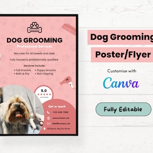 Dog Grooming Poster Template | Editable & Customisable Dog Grooming Template | Dog Grooming Advert Poster/Flyer