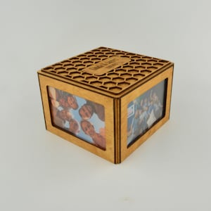 Personalized Horizontal Laser-Engraved Wooden Memory Box with Photo Frame, Keepsake Storage Box, Gift for Him, Gift for Her HOG10003
