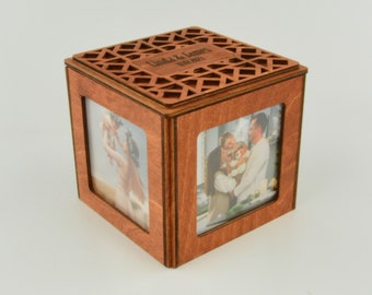 Personalized Wooden Memory Box with Photo Frame, Keepsake Storage Box, Gift for Him, Gift for Her HOG10004