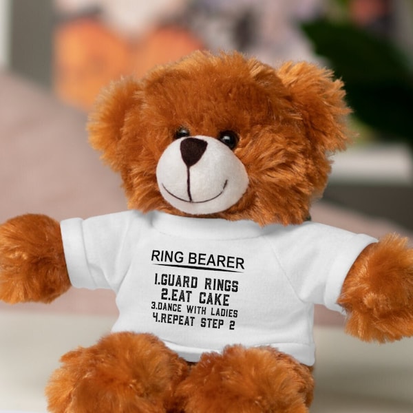 Ring Bearer Proposal Gift | Teddy Bear Plush with Funny T-Shirt