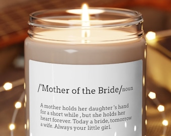 Mother of the Bride Gift from Daughter | Vegan Scented Soy Candle in Reusable Glass Jar
