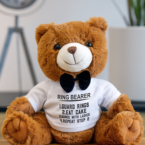Ring Bearer Proposal Gift | Teddy Bear Plush with Funny T-Shirt