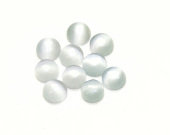 4 mm Cateye Glass Cabochons in White Grey - 10pcs