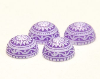 Mosaïque Cabochon violet violet, Fleurs Cabochon, Cabochon Vintage - 4 pièces 10 mm