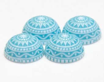 Mosaïque Cabochon bleu turquoise bleu clair, Fleurs Cabochon, Cabochon Vintage - 4 pièces 12 mm