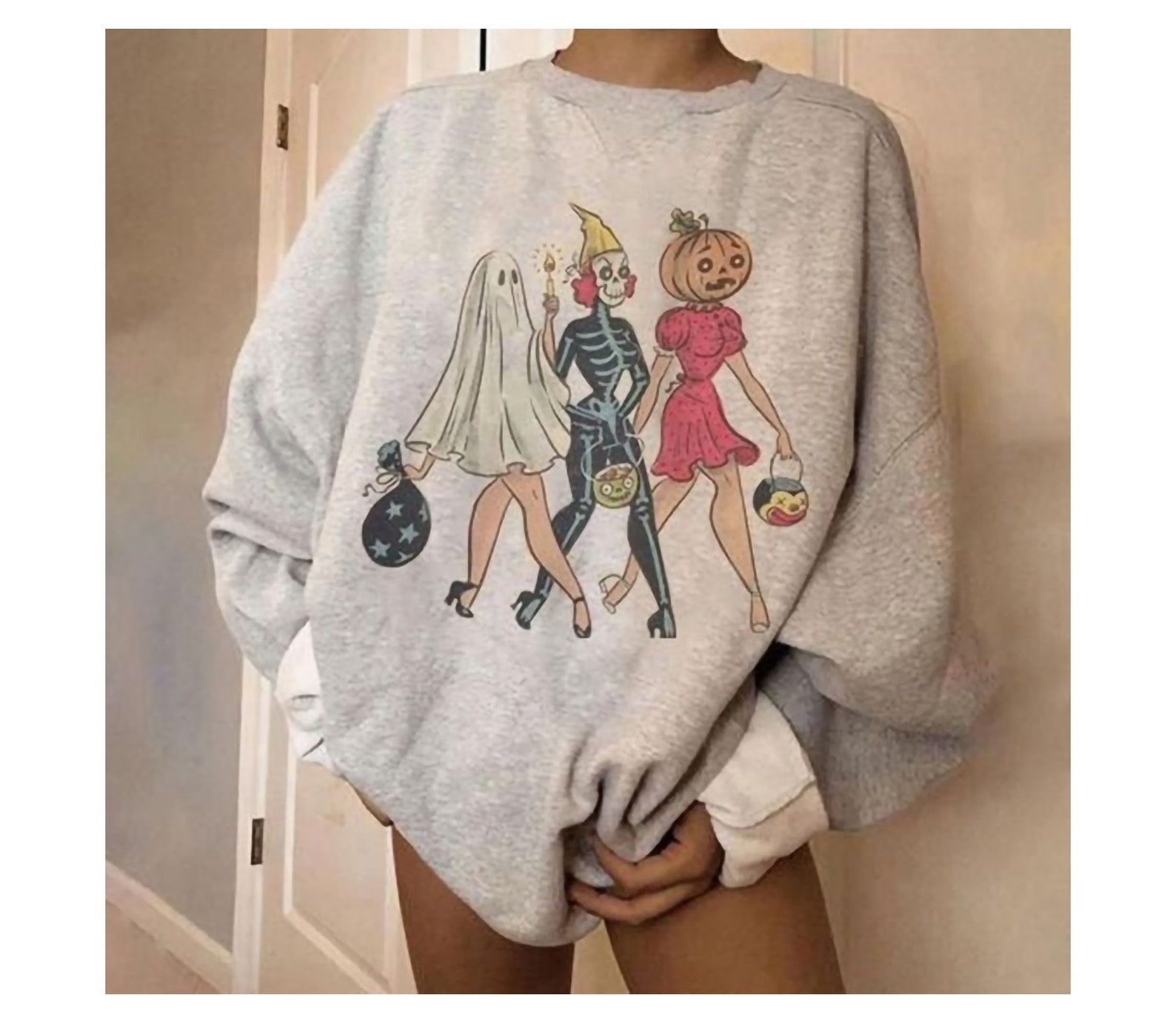 Halloween sweatshirts vintage Clearance