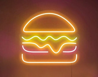 Burger Neon Sign  LED Neon Sign Wall Decor  Custom Neon Sign  sandwich neon sign  kitchen neon  bar neon