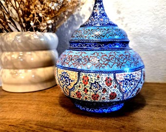 Elegant Handmade Minakari Enamel Bowl | Multi-Purpose Decorative Serving & Storage Dish | Timeless Traditional Home Decor Accent |