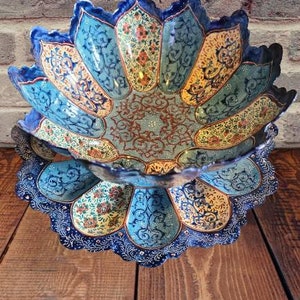Copper Candy,Nuts Bowl, Plates Set, Minakari, Handmade