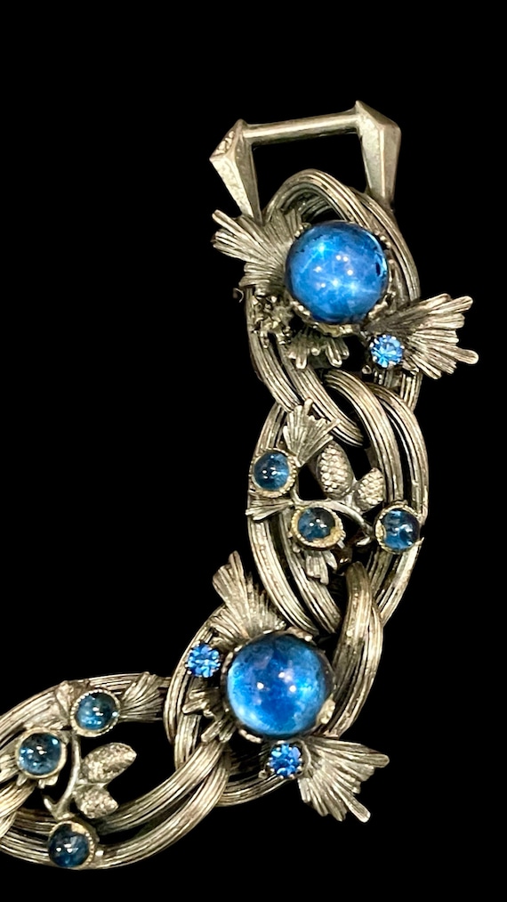 SCHIAPARELLI RARE BLUE  Cabochon Bracelet, Antiqu… - image 7