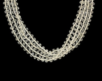 ROCK CRYSTAL CUT hand strung and knotted - 64” stunning strand, can be wrapped around four times or twice for a dramatic statement!
