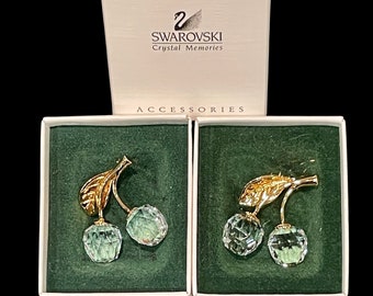 SWAROVSKI CHERRY PINS two new vintage pins in box