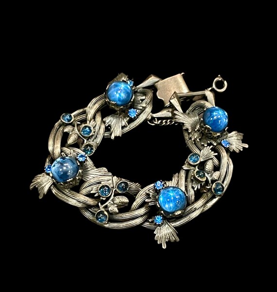 SCHIAPARELLI RARE BLUE  Cabochon Bracelet, Antiqu… - image 4