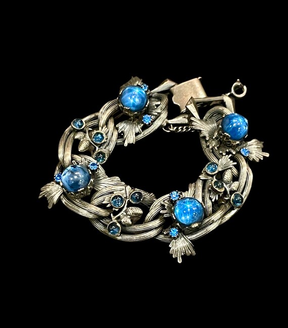 SCHIAPARELLI RARE BLUE  Cabochon Bracelet, Antiqu… - image 3