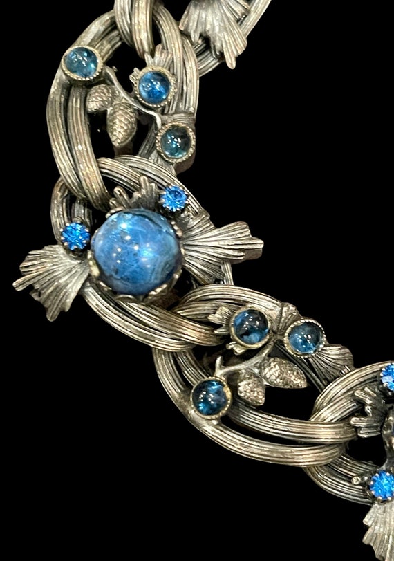 SCHIAPARELLI RARE BLUE  Cabochon Bracelet, Antiqu… - image 9