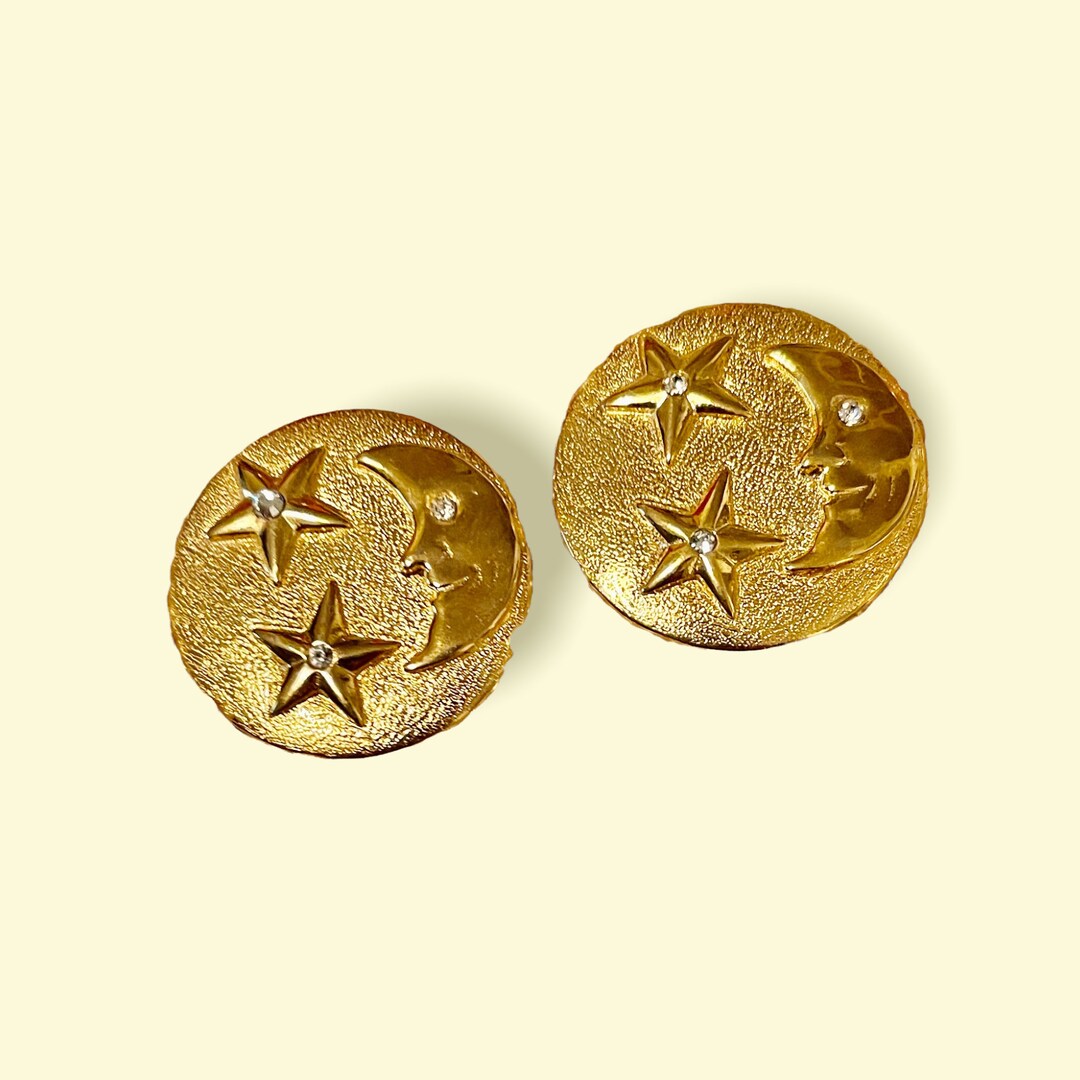 RARE CTN USA Clipon Earrings. Gold Clip Earring Stud Earrings Art Deco