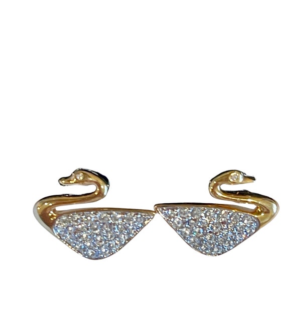 Swarovski Swan sterling pierced earrings still on card