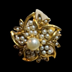 FLORENZA ADJUSTABLE RING, Vintage faux pearls, all stones are intact