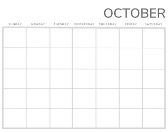 Blank October Calendar | Etsy