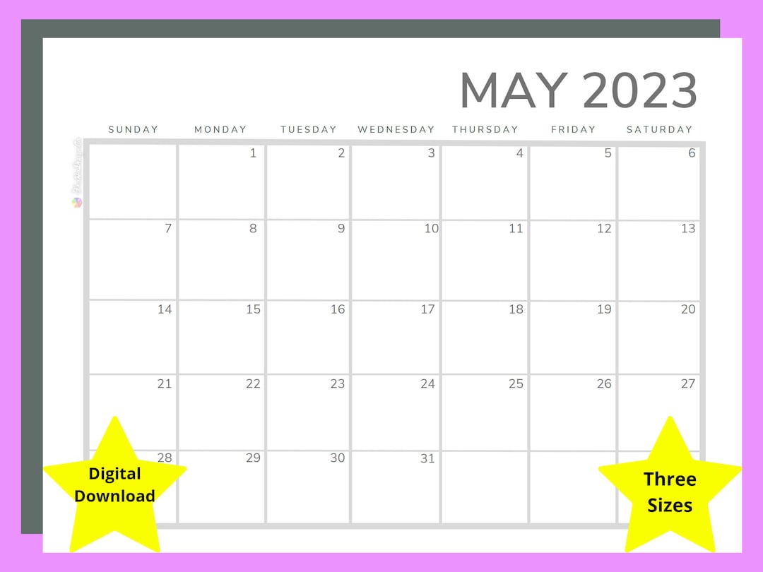 May 2023 Printable Calendar Habit Tracker Digital - Etsy