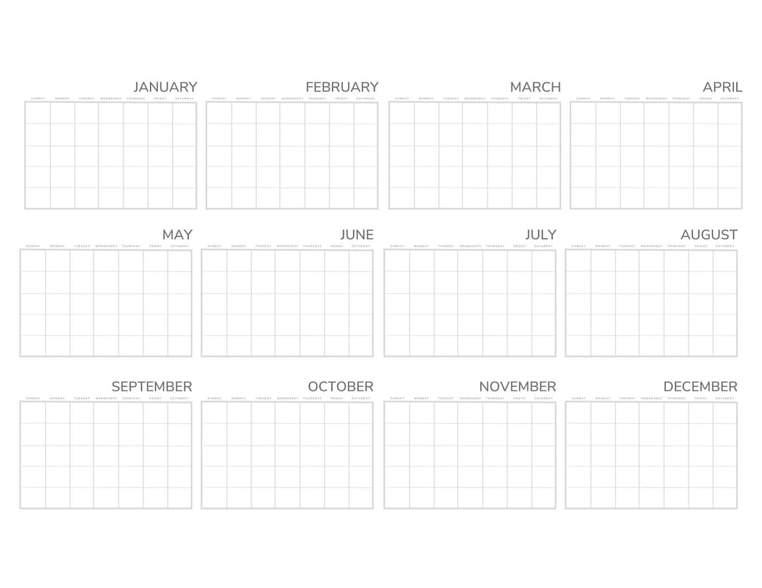 Blank Calendar -- Year at a Glance -- Habit Tracker -- Large Dry Erase ...