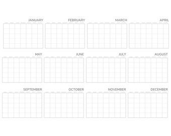 Blank Calendar -- Year at a Glance -- Habit Tracker -- Large Dry Erase -- Digital Download in 3 sizes