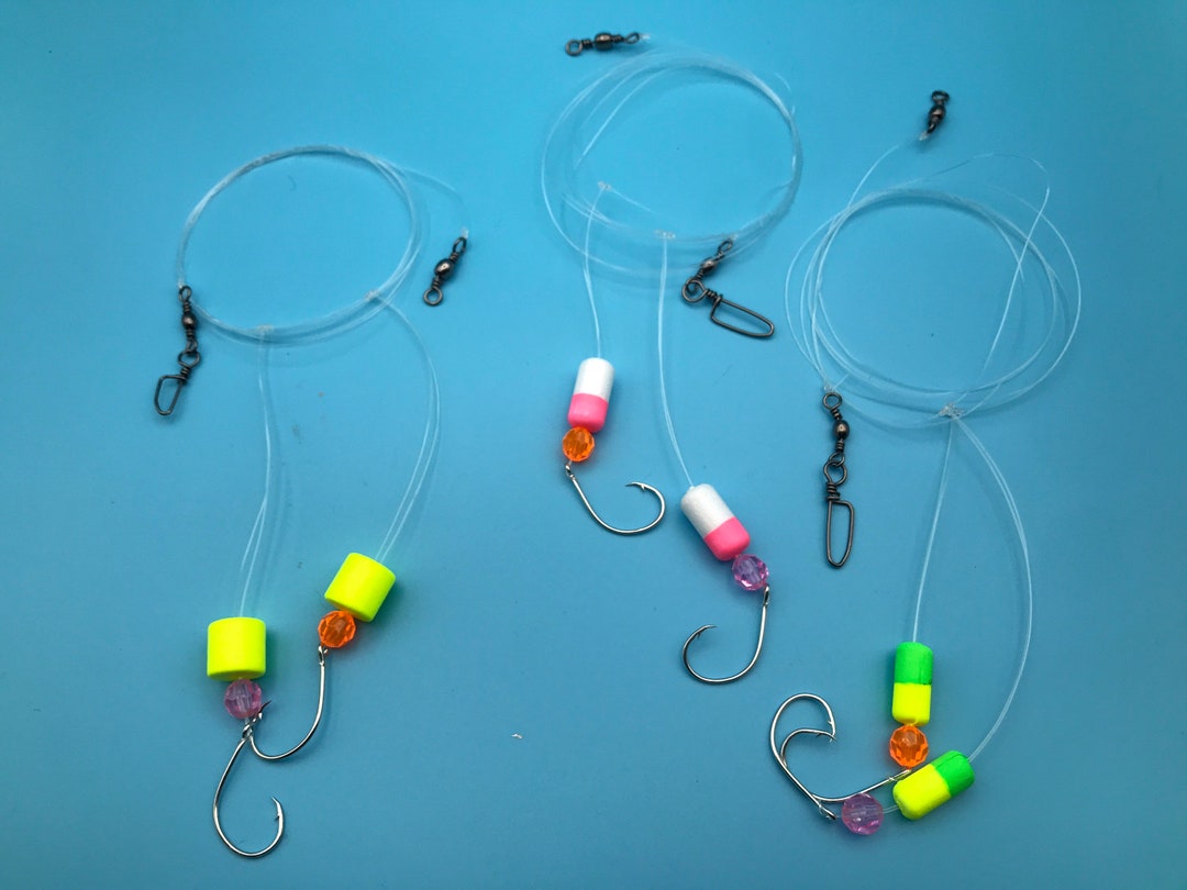 3 Pompano Fishing Rigs, 15 Lb Monofilament, Customizable Hooks & Floats ...