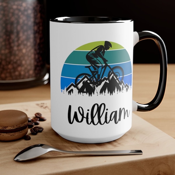 Mountain Biking Mug, Personalized Coffee Mug, Personalized Mug, Custom Name, Bike Coffee Mug, Customizable Mug, Large Coffee Mug, Mug Gift
